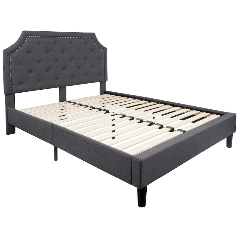 Letto imbottito a piattaforma con materasso a molle insacchettate da 25 cm