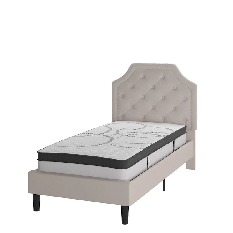 Letto imbottito a piattaforma con materasso a molle insacchettate da 25 cm