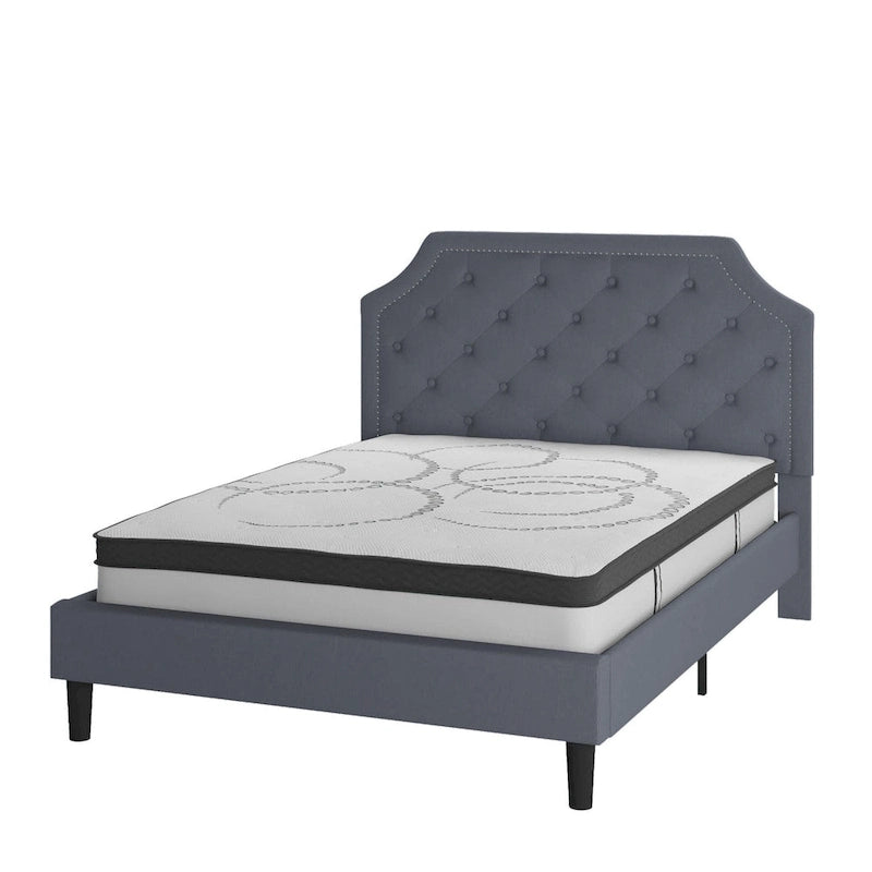 Letto imbottito a piattaforma con materasso a molle insacchettate da 25 cm