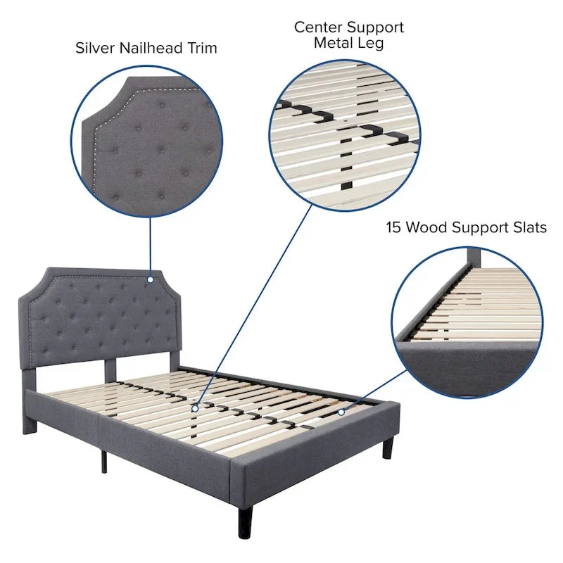Letto imbottito a piattaforma con materasso a molle insacchettate da 25 cm