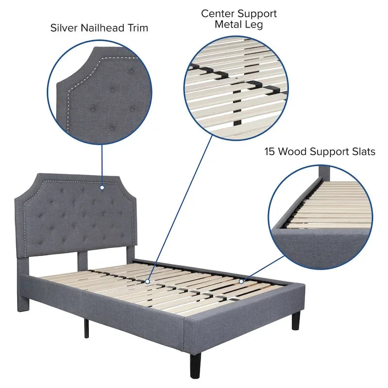 Letto imbottito a piattaforma con materasso a molle insacchettate da 25 cm