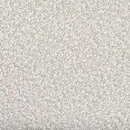 Pouf rotondo in tessuto bouclé color crema con base in metallo nero