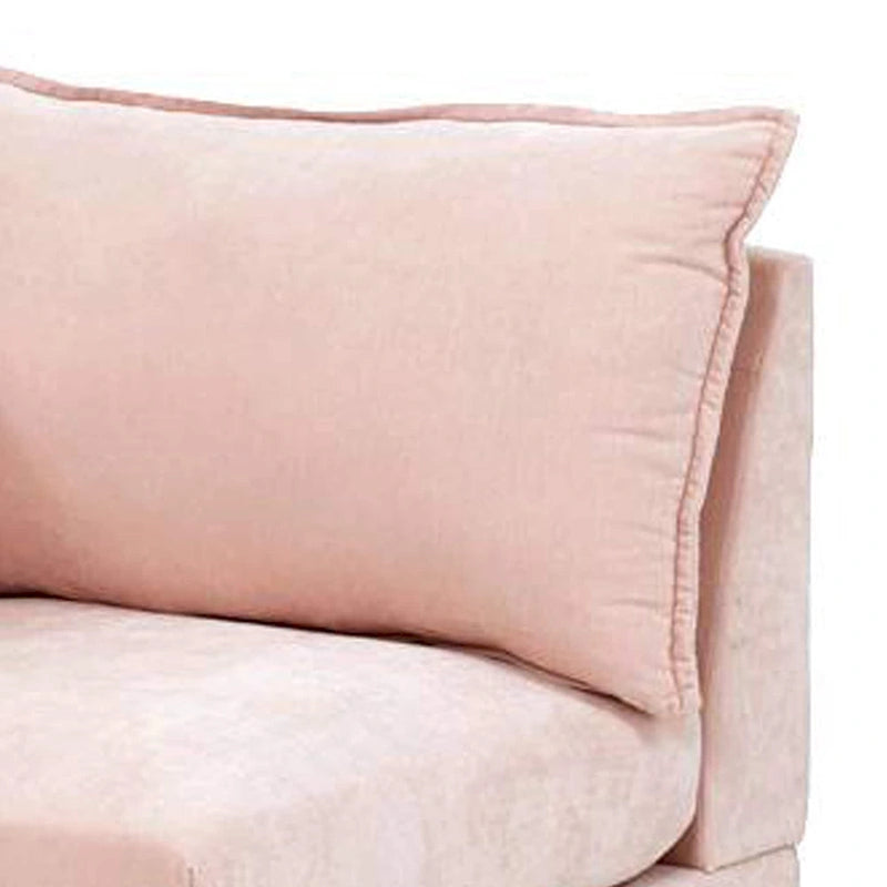 Poltrona angolare modulare a braccio singolo da 84 cm con 2 cuscini lombari, rosa cipria