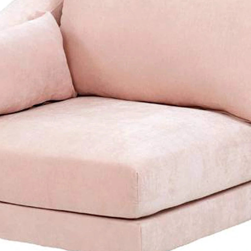 Poltrona angolare modulare a braccio singolo da 84 cm con 2 cuscini lombari, rosa cipria