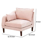 Poltrona angolare modulare a braccio singolo da 84 cm con 2 cuscini lombari, rosa cipria