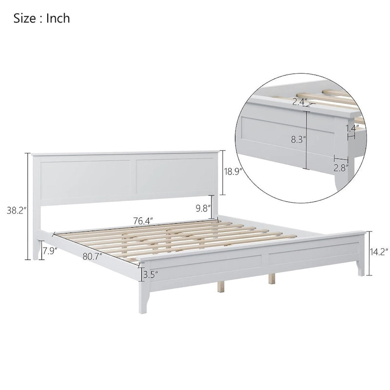Struttura Letto King Size con Testiera, in Legno di Pino e MDF