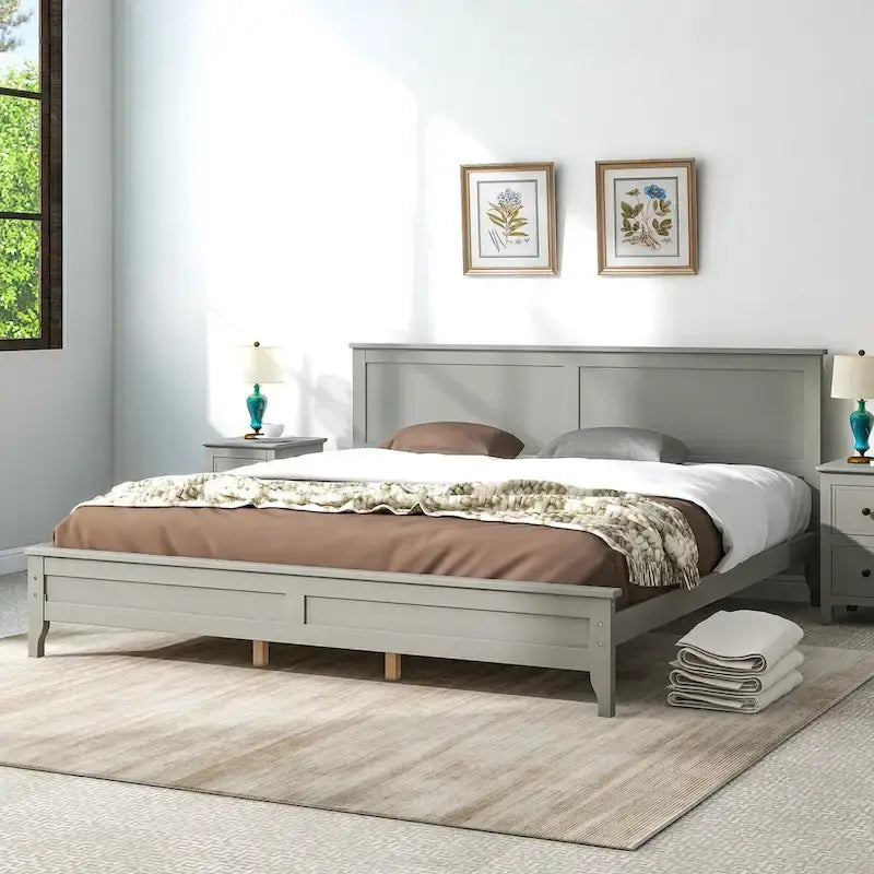 Struttura Letto King Size con Testiera, in Legno di Pino e MDF
