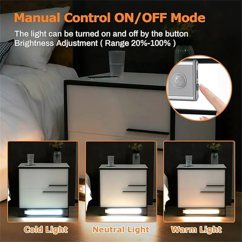 Comodino con luce LED e 2 cassetti