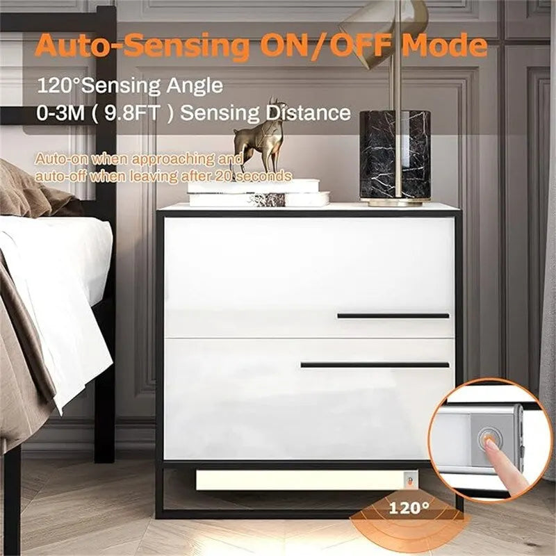 Comodino con luce LED e 2 cassetti