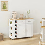 Multi-Functional Kitchen Island Cart with 2 Door Cabinet