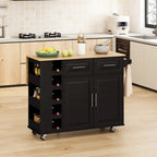 Carrello da Cucina con Isola e Ante con Cassetti