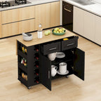 Carrello da Cucina con Isola e Ante con Cassetti