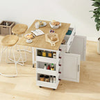 Carrello da Cucina con Isola e Ante con Cassetti