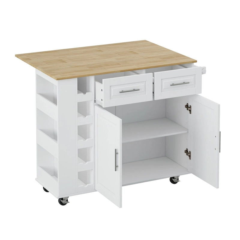 Carrello da Cucina con Isola e Ante con Cassetti