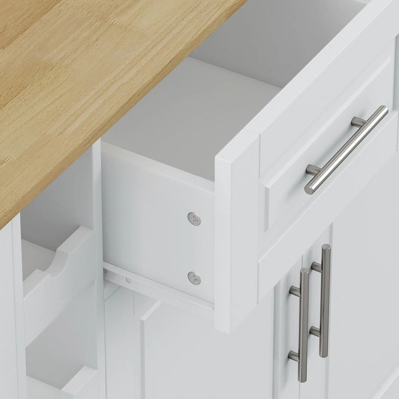Carrello da Cucina con Isola e Ante con Cassetti
