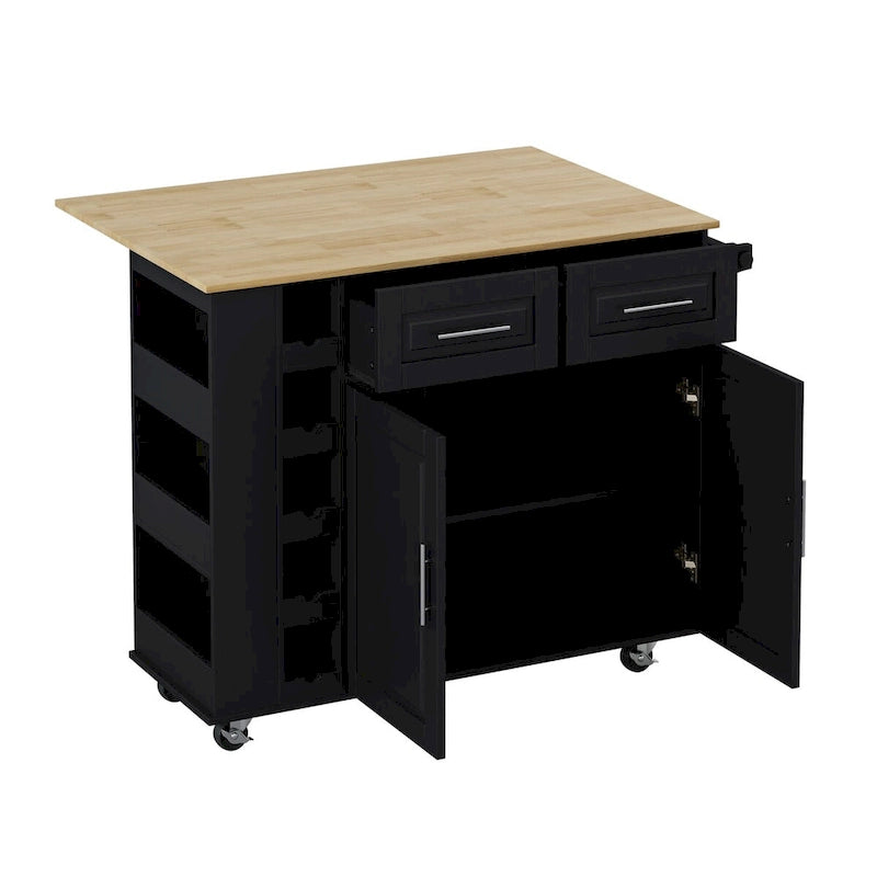 Carrello da Cucina con Isola e Ante con Cassetti