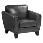 Poltrona d'Appoggio da 37 Pollici, Pelle Fiore e Similpelle Grigio Scuro, Legno Massello