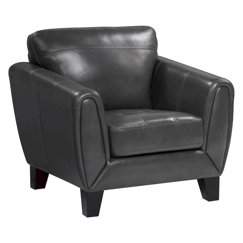 Poltrona d'Appoggio da 37 Pollici, Pelle Fiore e Similpelle Grigio Scuro, Legno Massello