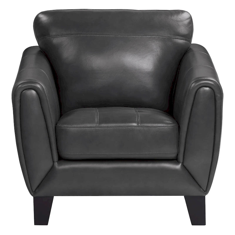 Poltrona d'Appoggio da 37 Pollici, Pelle Fiore e Similpelle Grigio Scuro, Legno Massello