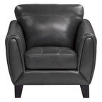 Poltrona d'Appoggio da 37 Pollici, Pelle Fiore e Similpelle Grigio Scuro, Legno Massello