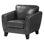 Poltrona d'Appoggio da 37 Pollici, Pelle Fiore e Similpelle Grigio Scuro, Legno Massello