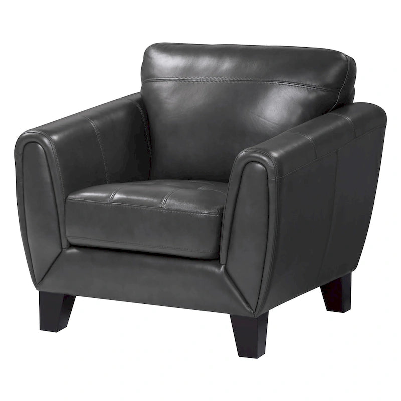 Poltrona d'Appoggio da 37 Pollici, Pelle Fiore e Similpelle Grigio Scuro, Legno Massello