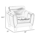 Poltrona d'Appoggio da 37 Pollici, Pelle Fiore e Similpelle Grigio Scuro, Legno Massello