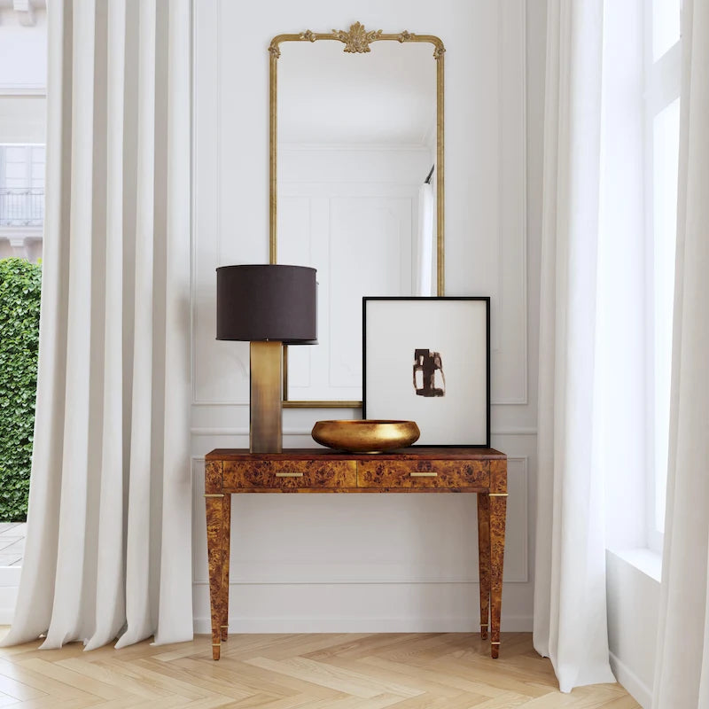 Console con 2 cassetti in radica da 46"