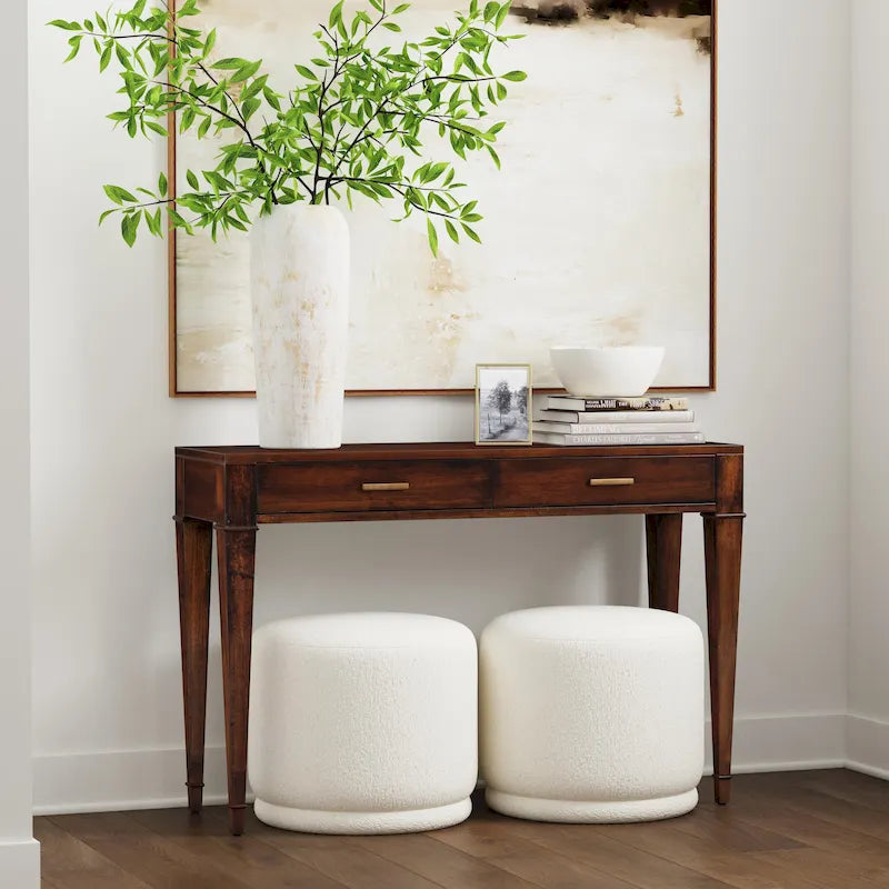 Console con 2 cassetti in radica da 46"