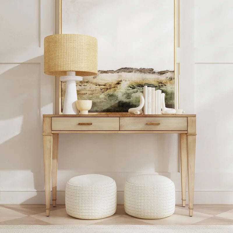 Console con 2 cassetti in radica da 46"