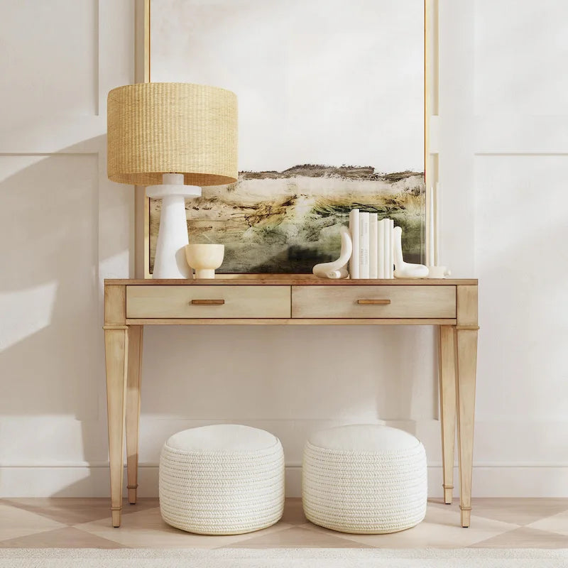 Console con 2 cassetti in radica da 46"