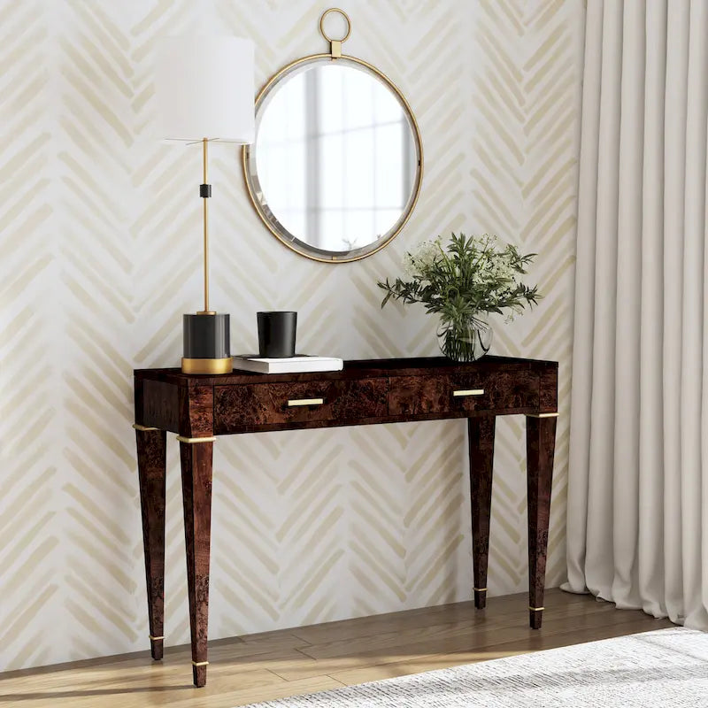 Console con 2 cassetti in radica da 46"