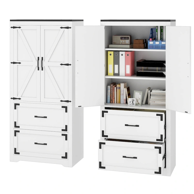 Classificatore in legno resistente da 68" con 2 cassetti, serratura e ripiani regolabili