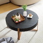 Tavolino rotondo a tamburo, 80 cm, piano in MDF con piedistallo in acciaio inossidabile, nero