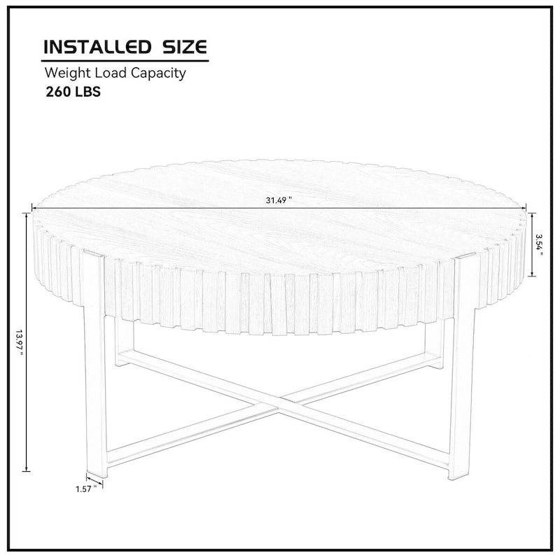 Tavolino rotondo a tamburo, 80 cm, piano in MDF con piedistallo in acciaio inossidabile, nero