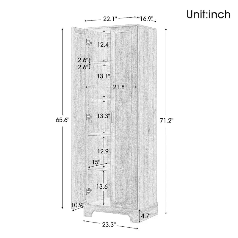 Armadio contenitore a due ante - 23,3"L x 16,9"W x 71,2"H