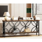 Consolle Extra Lunga con Struttura in Metallo e Ripiano con Finitura Legno - 70.86" L x 11.81" P x 31.88" H