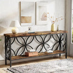 Consolle Extra Lunga con Struttura in Metallo e Ripiano con Finitura Legno - 70.86" L x 11.81" P x 31.88" H