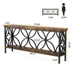 Consolle Extra Lunga con Struttura in Metallo e Ripiano con Finitura Legno - 70.86" L x 11.81" P x 31.88" H