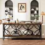 Consolle Extra Lunga con Struttura in Metallo e Ripiano con Finitura Legno - 70.86" L x 11.81" P x 31.88" H