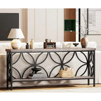 Consolle Extra Lunga con Struttura in Metallo e Ripiano con Finitura Legno - 70.86" L x 11.81" P x 31.88" H