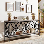 Consolle Extra Lunga con Struttura in Metallo e Ripiano con Finitura Legno - 70.86" L x 11.81" P x 31.88" H