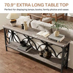 Consolle Extra Lunga con Struttura in Metallo e Ripiano con Finitura Legno - 70.86" L x 11.81" P x 31.88" H