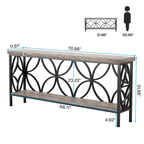 Consolle Extra Lunga con Struttura in Metallo e Ripiano con Finitura Legno - 70.86" L x 11.81" P x 31.88" H