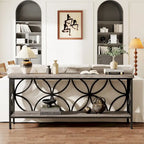 Consolle Extra Lunga con Struttura in Metallo e Ripiano con Finitura Legno - 70.86" L x 11.81" P x 31.88" H