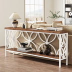 Consolle Extra Lunga con Struttura in Metallo e Ripiano con Finitura Legno - 70.86" L x 11.81" P x 31.88" H