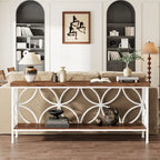 Consolle Extra Lunga con Struttura in Metallo e Ripiano con Finitura Legno - 70.86" L x 11.81" P x 31.88" H