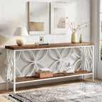 Consolle Extra Lunga con Struttura in Metallo e Ripiano con Finitura Legno - 70.86" L x 11.81" P x 31.88" H