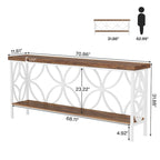 Consolle Extra Lunga con Struttura in Metallo e Ripiano con Finitura Legno - 70.86" L x 11.81" P x 31.88" H
